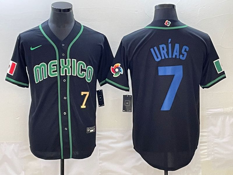 Men 2023 World Cub Mexico #7 Urias Black Nike MLB Jersey14